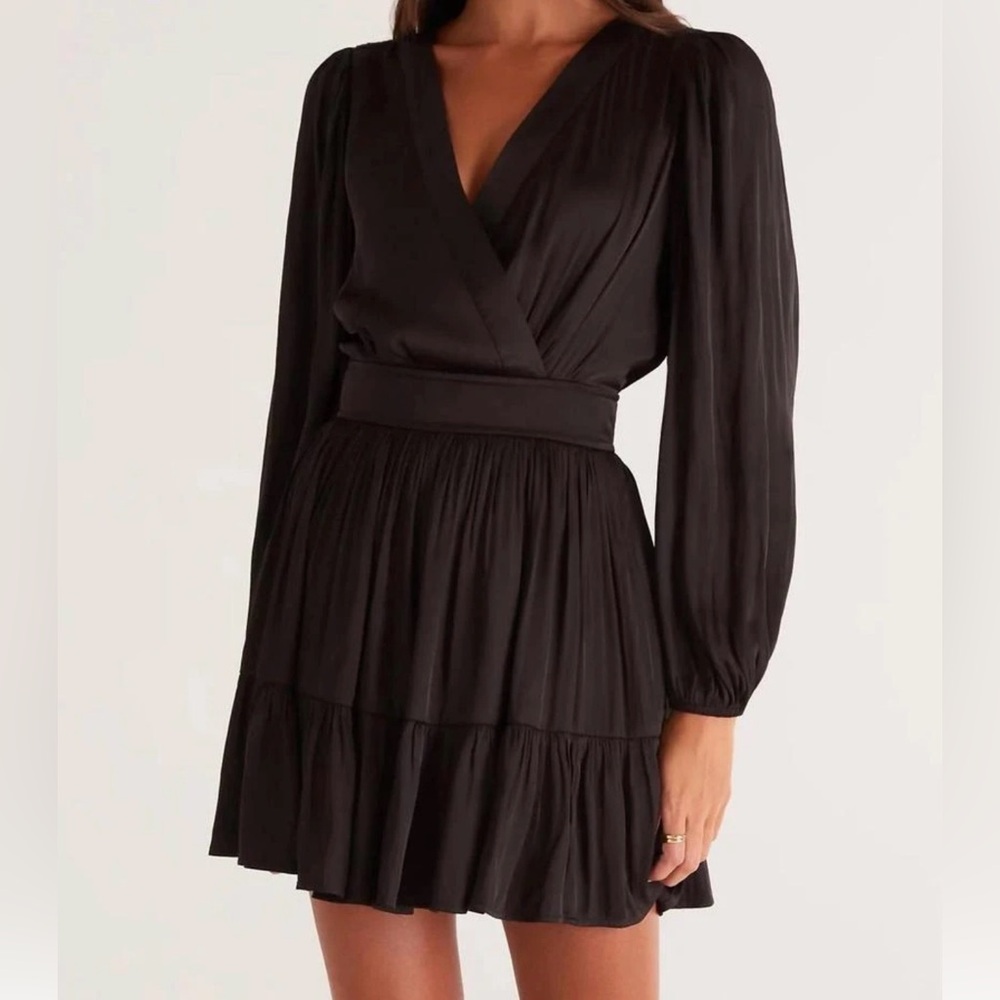 NWOT Z Supply Black Silky Lined Long Sleeve Dress Small